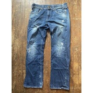 XRAY XR JEANS Mens 34x32 Medium Wash Distressed Faded Heavy Stitched Pockets